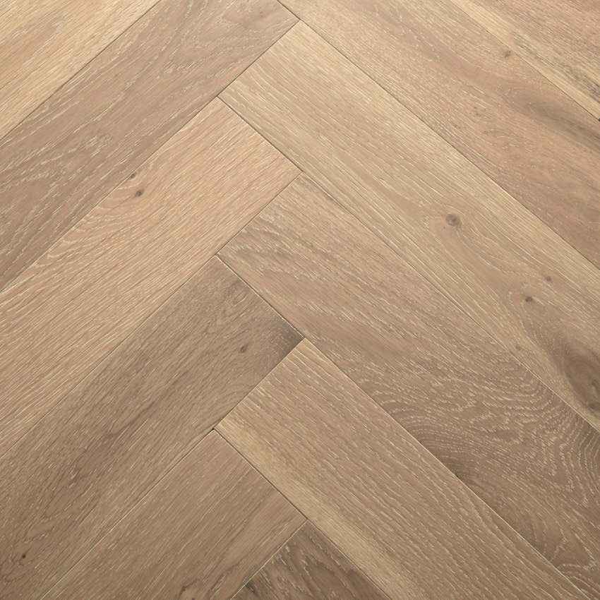 Goodrich White Smoked Oak Herringbone Wood Flooring