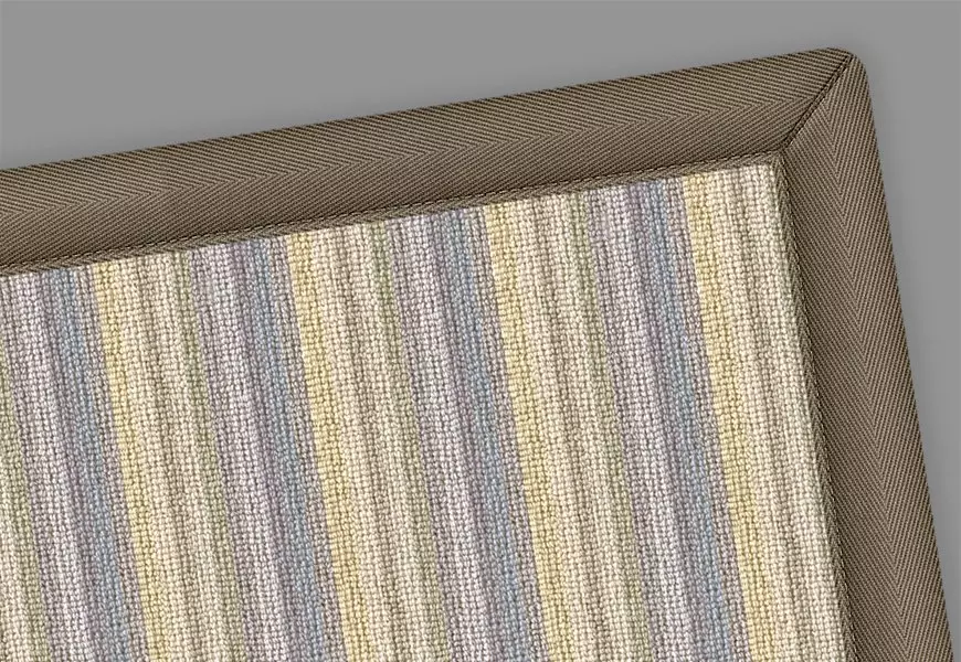 Kato Striped Wool Rug With Beige Border