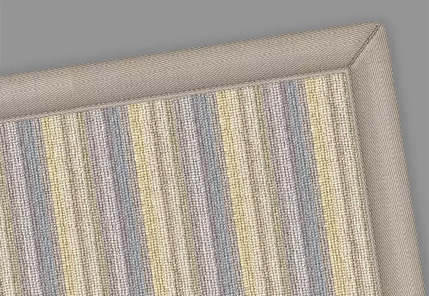 Maisie Striped Wool Rug Beige Border