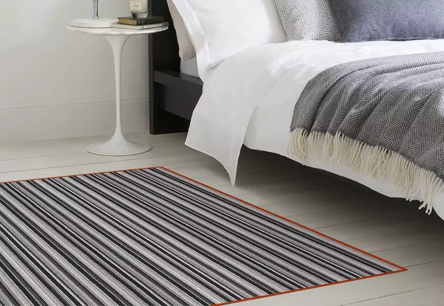 Pippa Striped Black and White Wool Rug